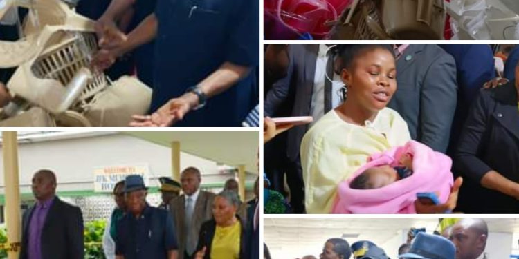 At JFK; President Boakai Donates Assorted Items To Baby Mothers; Says He Is Impressed With The Level Of Work Done At Medical Facility